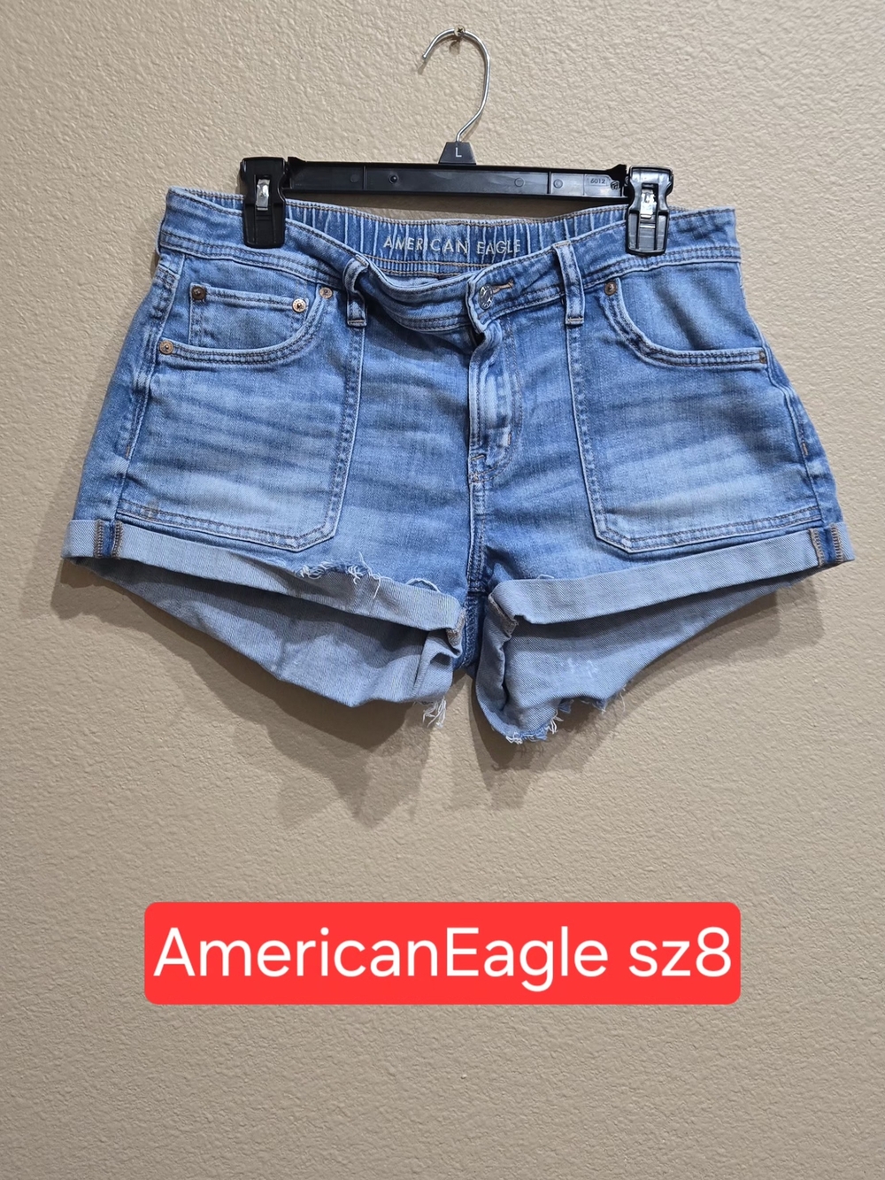 American Eagle Outfitters Light Wash Denim Roll-Cuff Shorts